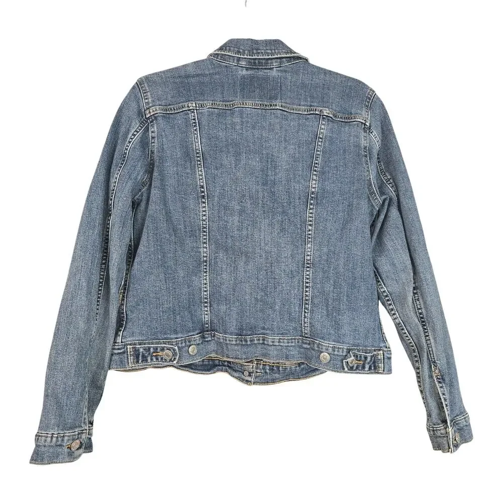 Levis Jacket Youth Boys Girls XL Blue Denim Jean Trucker Button Front Stretch